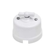 Выключатель проходной поворотный 1-кл. ОП Лизетта 10А IP20 ретро 2 полож. керамика бел. Bironi B1-201-01