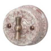 Выключатель проходной поворотный 1-кл. ОП Лизетта 10А IP20 ретро 2 полож. керамика мрамор Bironi B1-201-09