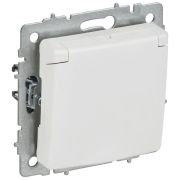 Розетка BRITE РСбш10-3-БрАБ 16А IP20 с заземл. защ. шторки с крышкой механизм арктич. бел. IEK BR-R16-16-K91