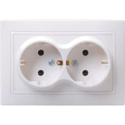 Розетка 2-м СП Кварта РС12-3-КБ 16А IP20 с заземл. без защ. шторок бел. GENERICA ERK24-K01-16-DM