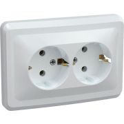Розетка 2-м СП Вега РС12-3-ВБ с заземл. контактом без защ. шторок 16А бел. GENERICA ERV21-K01-16-DM