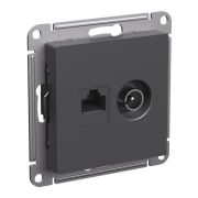 Розетка компьютерная + телевизионная 2-м СП AtlasDesign RJ45 кат.5E + TV механизм базальт SE ATN001489
