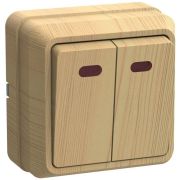 Выключатель 2-кл. ОП Октава 10А IP20 ВС20-2-1-ОС с индикацией сосна GENERICA EVO21-K03-10-DC