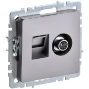 Розетка компьютерная + телевизионная 2-м Brite РТВ/РК12-БрС RJ45 кат.5E + TV механизм сталь IEK BR-AK20-1-K46