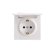 Розетка 1-м ОП LETO с заземл. с крышкой LETO ПБТ бел. LEZARD 752-0200-123B